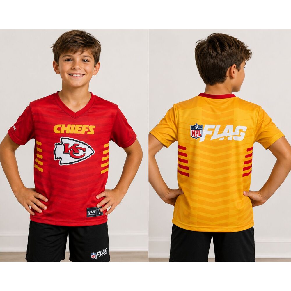 NFL Flag Kansas City Chiefs Reversible Youth Football Jersey Size Large (L) NWT